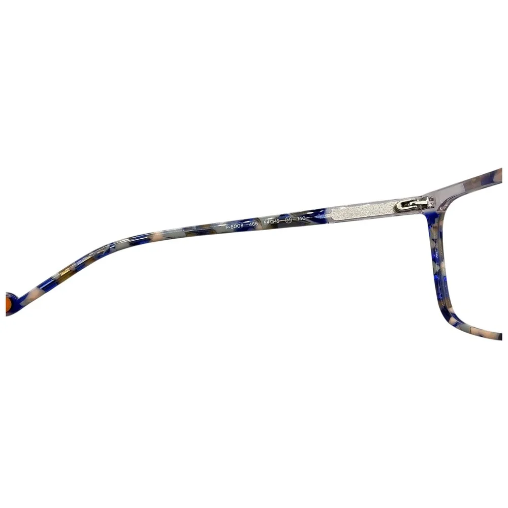 Pure Eyeglasses P6008 466 Blue Tortoise Shell Square Eyewear Frame
